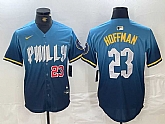 Men's Philadelphia Phillies #23 Jeff Hoffman Blue Number 2024 City Connect Limited Stitched Jersey,baseball caps,new era cap wholesale,wholesale hats