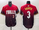 Men's Philadelphia Phillies #3 Bryce Harper Red 2024 City Player Number Cool Base Jerseys,baseball caps,new era cap wholesale,wholesale hats