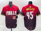 Men's Philadelphia Phillies #45 Zack Wheeler Red 2024 City Player Number Cool Base Jerseys,baseball caps,new era cap wholesale,wholesale hats