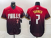 Men's Philadelphia Phillies #7 Trea Turner Red 2024 City Player Number Cool Base Jerseys,baseball caps,new era cap wholesale,wholesale hats