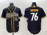 Men's Pittsburgh Steelers #76 Troy Fautanu Black With Patch Cool Base Stitched Baseball Jerseys,baseball caps,new era cap wholesale,wholesale hats