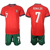 Men's Portugal Team #7 Ronaldo 2024-25 Red Home Soccer Jersey Suit,baseball caps,new era cap wholesale,wholesale hats