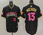 Men's San Diego Padres #13 Manny Machado Number Black 20th Anniversary Cool Base Stitched Jersey,baseball caps,new era cap wholesale,wholesale hats