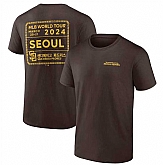 Men's San Diego Padres Brown 2024 World Tour Seoul Series Stamp T-Shirt,baseball caps,new era cap wholesale,wholesale hats