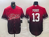 Men's San Francisco 49ers #13 Brock Purdy Red Black Stitched Baseball Jersey,baseball caps,new era cap wholesale,wholesale hats