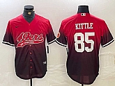 Men's San Francisco 49ers #85 George Kittle Red Black With Patch Cool Base Stitched Baseball Jersey,baseball caps,new era cap wholesale,wholesale hats