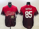 Men's San Francisco 49ers #85 George Kittle Red Black With Patch Cool Base Stitched Baseball Jerseys,baseball caps,new era cap wholesale,wholesale hats