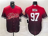 Men's San Francisco 49ers #97 Nick Bosa Red Black With Patch Cool Base Baseball Stitched Jersey,baseball caps,new era cap wholesale,wholesale hats