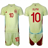 Men's Spain Team #10 Olmo 2024-25 Yellow Away Soccer Jersey Suit,baseball caps,new era cap wholesale,wholesale hats