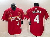 Men's St Louis Cardinals #4 Yadier Molina Red 2024 City Connect Limited Stitched Baseball Jersey,baseball caps,new era cap wholesale,wholesale hats