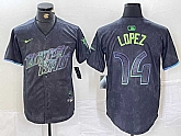 Men's Tampa Bay Rays #14 Jacob Lopez Charcoal 2024 City Connect Limited Cool Base Jersey,baseball caps,new era cap wholesale,wholesale hats