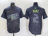 Men's Tampa Bay Rays #2 Yandy Diaz Charcoal 2024 City Connect Limited Stitched Jersey,baseball caps,new era cap wholesale,wholesale hats