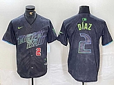 Men's Tampa Bay Rays #2 Yandy Diaz Number Charcoal 2024 City Connect Limited Stitched Jerseys,baseball caps,new era cap wholesale,wholesale hats