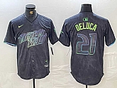 Men's Tampa Bay Rays #21 Jonny DeLuca Charcoal 2024 City Connect Limited Stitched Jersey1,baseball caps,new era cap wholesale,wholesale hats