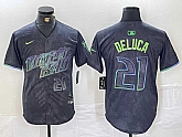 Men's Tampa Bay Rays #21 Jonny DeLuca Number Charcoal 2024 City Connect Limited Stitched Jersey,baseball caps,new era cap wholesale,wholesale hats