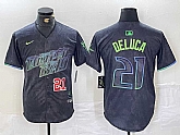 Men's Tampa Bay Rays #21 Jonny DeLuca Number Charcoal 2024 City Connect Limited Stitched Jerseys,baseball caps,new era cap wholesale,wholesale hats