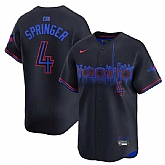 Men's Toronto Blue Jays #4 George Springer Black 2024 City Connect Limited Stitched Baseball Jersey Dzhi,baseball caps,new era cap wholesale,wholesale hats