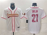 Men's Washington Commanders #21 Sean Taylor White With Patch Cool Base Stitched Baseball Jersey,baseball caps,new era cap wholesale,wholesale hats