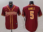 Men's Washington Commanders #5 Jayden Daniels Burgundy With Patch Cool Base Stitched Baseball Jersey,baseball caps,new era cap wholesale,wholesale hats