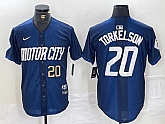 Mens Detroit Tigers #20 Spencer Torkelson Number 2024 Navy City Connect Cool Base Limited Stitched Jersey,baseball caps,new era cap wholesale,wholesale hats