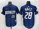 Mens Detroit Tigers #28 Javier Baez Number 2024 Navy City Connect Cool Base Limited Stitched Jersey,baseball caps,new era cap wholesale,wholesale hats