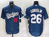 Mens Los Angeles Dodgers #26 Tony Gonsolin Navy Blue Pinstripe Stitched MLB Cool Base Nike Jersey,baseball caps,new era cap wholesale,wholesale hats