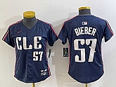 Women's Cleveland Guardians #57 Shane Bieber Number Navy 2024 City Connect Limited Stitched Jersey,baseball caps,new era cap wholesale,wholesale hats