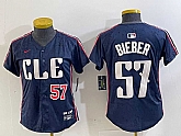 Women's Cleveland Guardians #57 Shane Bieber Number Navy 2024 City Connect Limited Stitched Jerseys,baseball caps,new era cap wholesale,wholesale hats