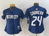 Women's Detroit Tigers #24 Miguel Cabrera Navy 2024 City Connect Cool Base Limited Stitched Jersey,baseball caps,new era cap wholesale,wholesale hats