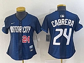 Women's Detroit Tigers #24 Miguel Cabrera Navy 2024 City Connect Cool Base Limited Stitched Jerseys,baseball caps,new era cap wholesale,wholesale hats