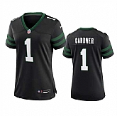 Women's New York Jets #1 Sauce Gardner Black 2024 Stitched Jersey Dzhi,baseball caps,new era cap wholesale,wholesale hats