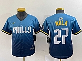 Women's Philadelphia Phillies #27 Aaron Nola Blue 2024 City Connect Limited Stitched Jersey,baseball caps,new era cap wholesale,wholesale hats