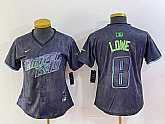 Women's Tampa Bay Rays #8 Brandon Lowe Charcoal 2024 City Connect Limited Cool Base Jersey,baseball caps,new era cap wholesale,wholesale hats