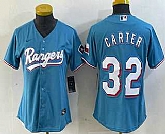 Women's Texas Rangers #32 Evan Carter Light Blue Team Logo Cool Base Jersey,baseball caps,new era cap wholesale,wholesale hats