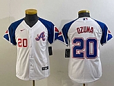 Youth Atlanta Braves #20 Marcell Ozuna Number White 2023 City Connect Cool Base Stitched Jerseys,baseball caps,new era cap wholesale,wholesale hats