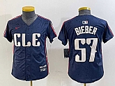 Youth Cleveland Guardians #57 Shane Bieber Navy 2024 City Connect Limited Stitched Jersey,baseball caps,new era cap wholesale,wholesale hats