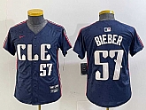 Youth Cleveland Guardians #57 Shane Bieber Number Navy 2024 City Connect Limited Stitched Jersey,baseball caps,new era cap wholesale,wholesale hats