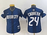 Youth Detroit Tigers #24 Miguel Cabrera Navy 2024 City Connect Cool Base Limited Stitched Jersey,baseball caps,new era cap wholesale,wholesale hats