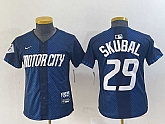 Youth Detroit Tigers #29 Tarik Skubal Navy 2024 City Connect Cool Base Limited Stitched Jersey,baseball caps,new era cap wholesale,wholesale hats