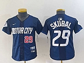 Youth Detroit Tigers #29 Tarik Skubal Navy 2024 City Connect Cool Base Limited Stitched Jerseys,baseball caps,new era cap wholesale,wholesale hats