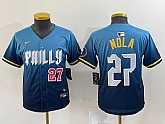 Youth Philadelphia Phillies #27 Aaron Nola Number Blue 2024 City Connect Limited Stitched Jersey,baseball caps,new era cap wholesale,wholesale hats