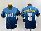 Youth Philadelphia Phillies #8 Nick Castellanos Blue 2024 City Connect Limited Stitched Jersey,baseball caps,new era cap wholesale,wholesale hats