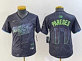 Youth Tampa Bay Rays #17 Isaac Paredes Charcoal 2024 City Connect Limited Cool Base Jersey,baseball caps,new era cap wholesale,wholesale hats