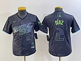 Youth Tampa Bay Rays #2 Yandy Diaz Charcoal 2024 City Connect Player Number Limited Cool Base Jersey,baseball caps,new era cap wholesale,wholesale hats