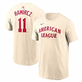 Men's American League #11 Jose Ramirez Cream 2024 All-Star Name & Number T-Shirt,baseball caps,new era cap wholesale,wholesale hats