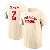 Men's American League #2 Marcus Semien Cream 2024 All-Star Name & Number T-Shirt,baseball caps,new era cap wholesale,wholesale hats