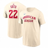 Men's American League #22 Juan Soto Cream 2024 All-Star Name & Number T-Shirt,baseball caps,new era cap wholesale,wholesale hats