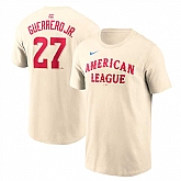 Men's American League #27 Vladimir Guerrero Jr. Cream 2024 All-Star Name & Number T-Shirt,baseball caps,new era cap wholesale,wholesale hats