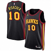 Men's Atlanta Hawks #10 Zaccharie Risacher Black 2024 Draft Statement Edition Stitched Jersey Dzhi,baseball caps,new era cap wholesale,wholesale hats