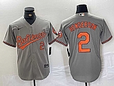 Men's Baltimore Orioles #2 Gunnar Henderson Number Grey Stitched Cool Base Nike Jersey,baseball caps,new era cap wholesale,wholesale hats